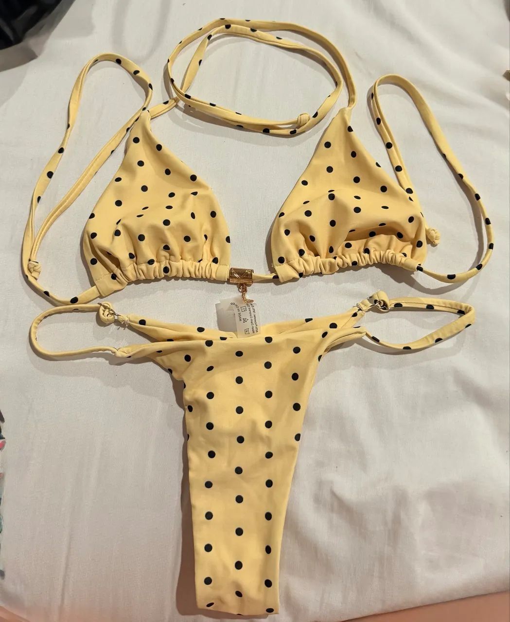 Biquíni Novo PP Amarelo com Bolinhas Preta