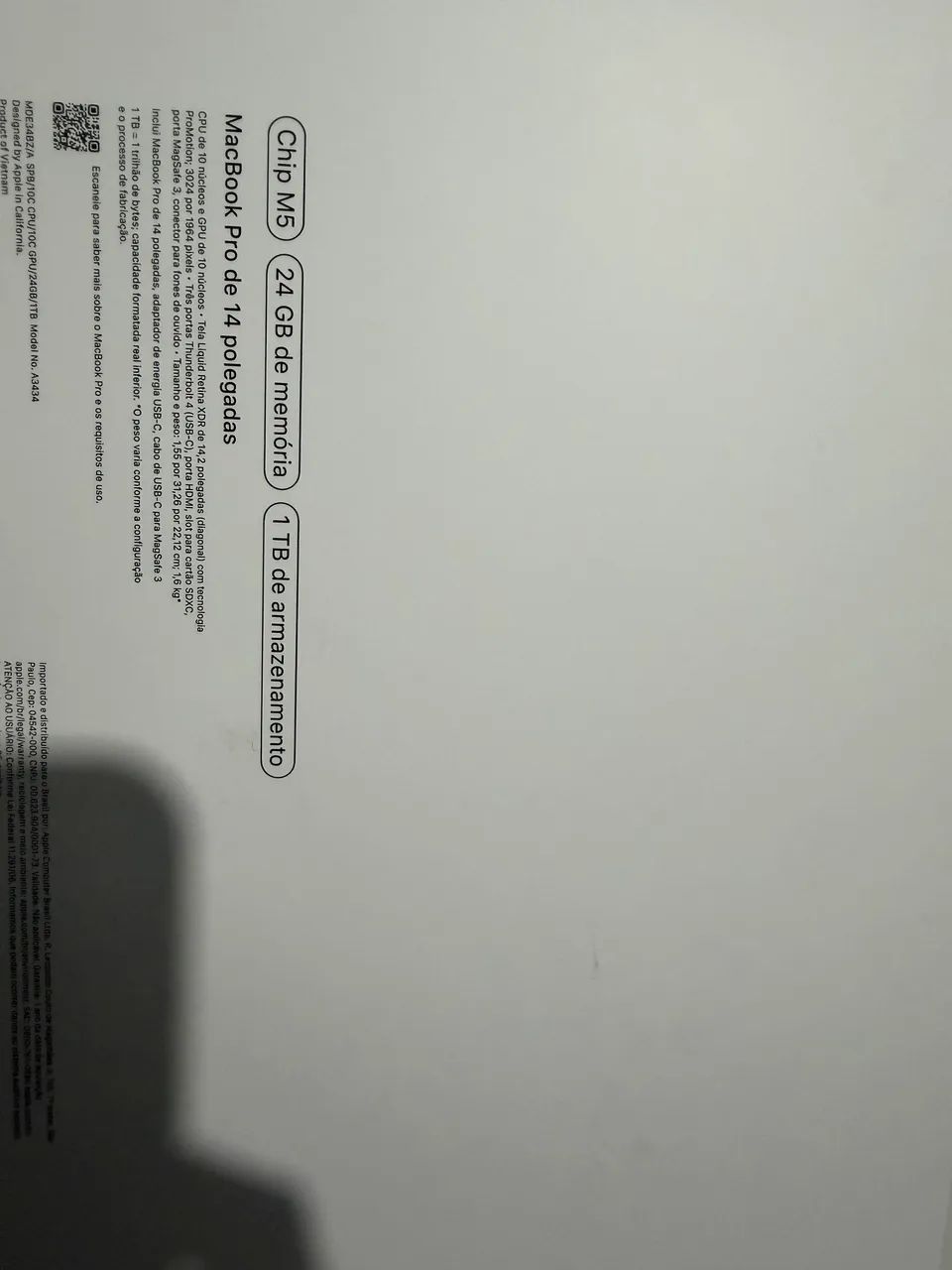 Macbook Pro M5 24GB Ram SSD 1TB 14 Polegadas  - Foto 4
