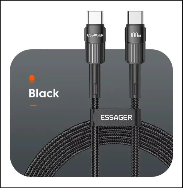 Cabo USB-C Essager 60W PD 1m Carregamento Rápido Tipo C iPhone 15 16 Android Nylon Reforça - Foto 4
