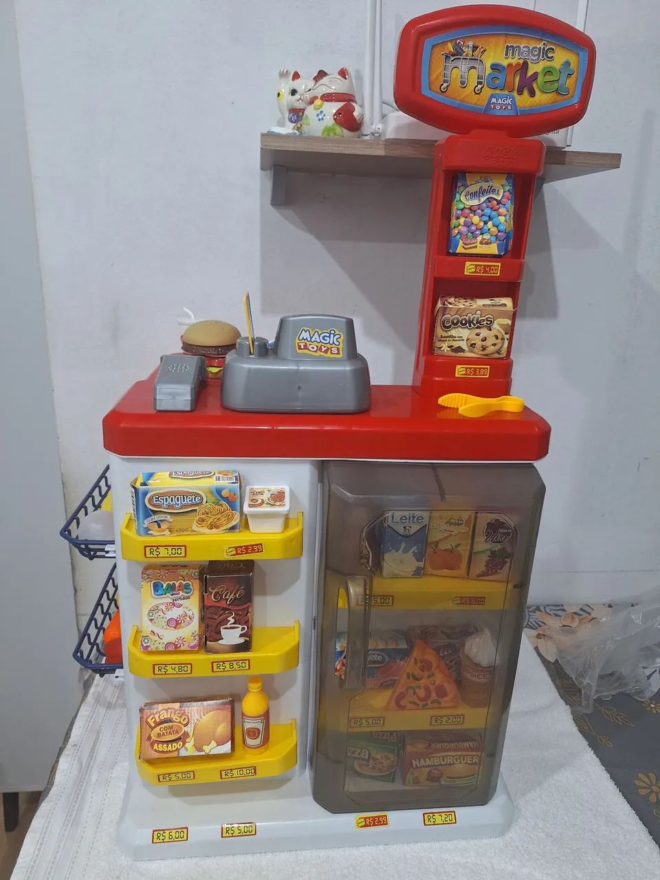 Combo brinquedo super mercado grande com frutinhas comidinhas