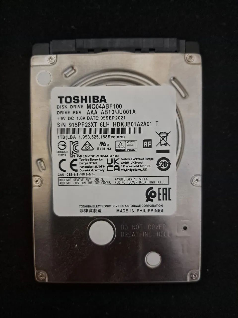 HD 1TB de notebook 