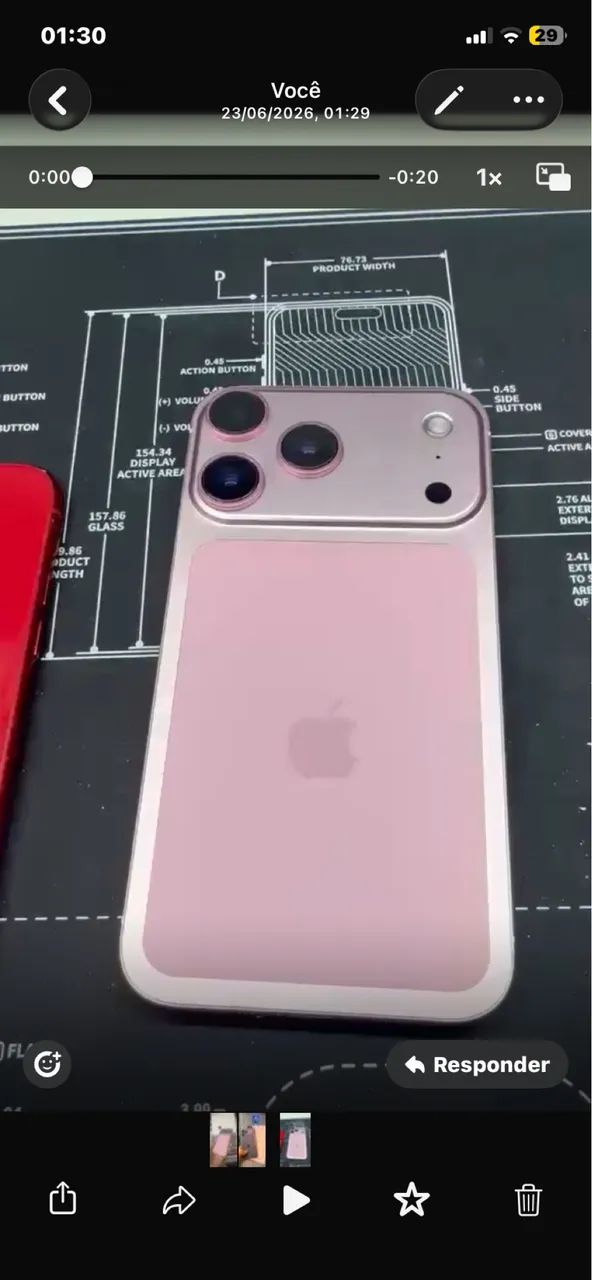 Vendo iPhone 11 transformado em 18 pro rosa