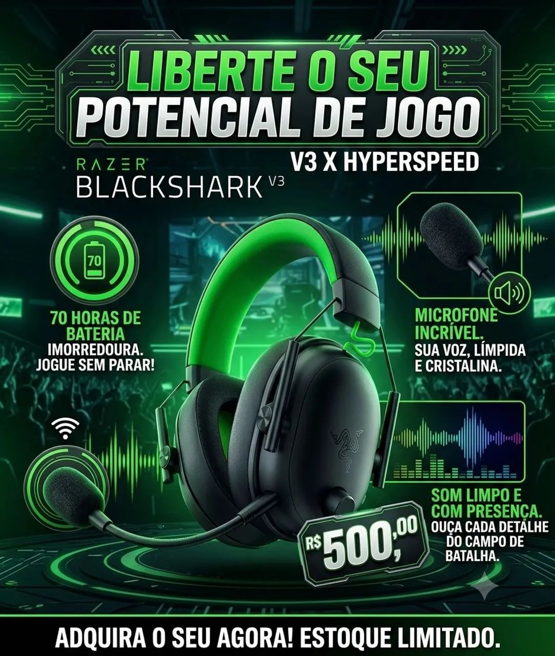 Headset gamer razer 