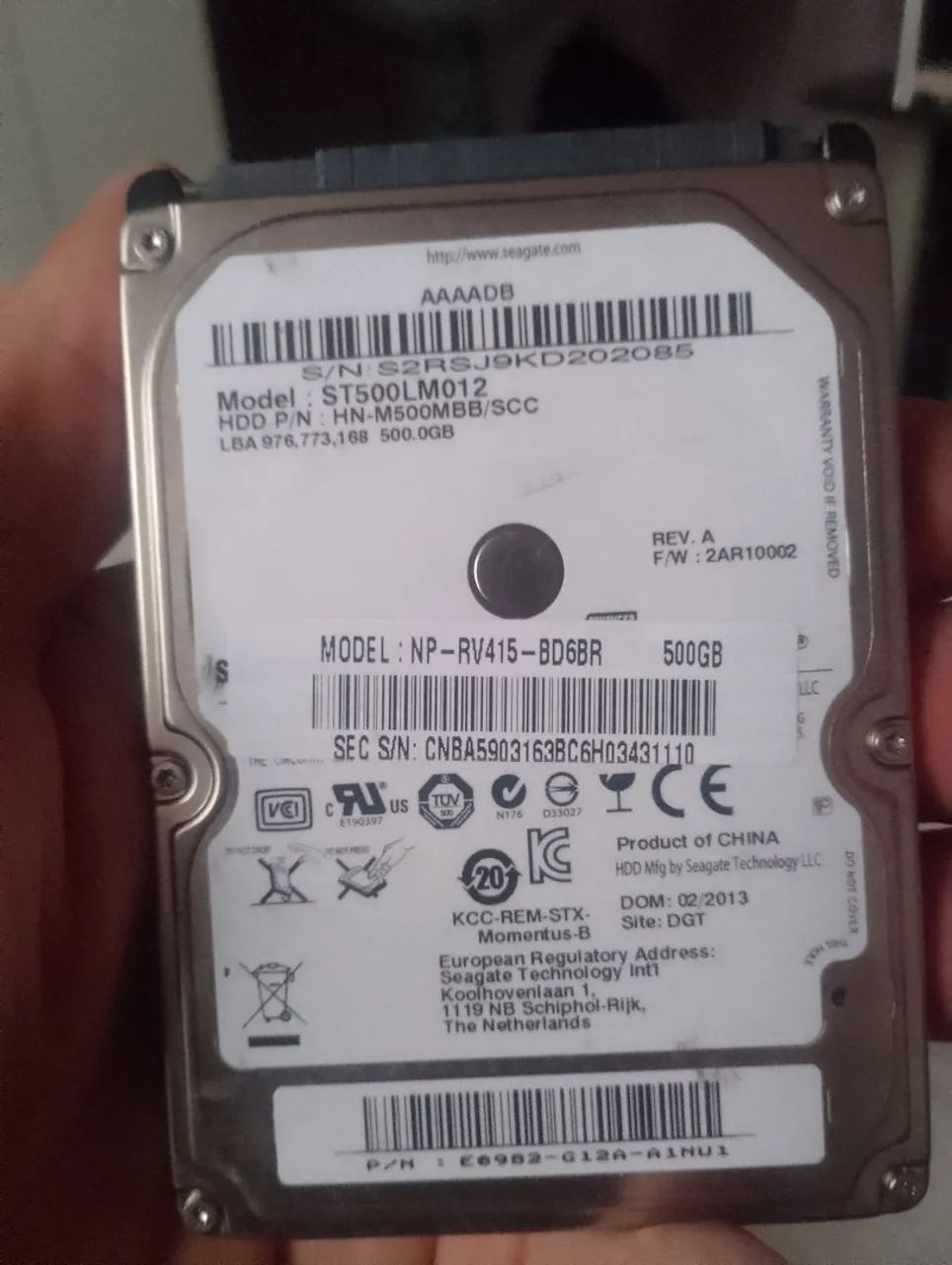 HD de notebook 500Gb