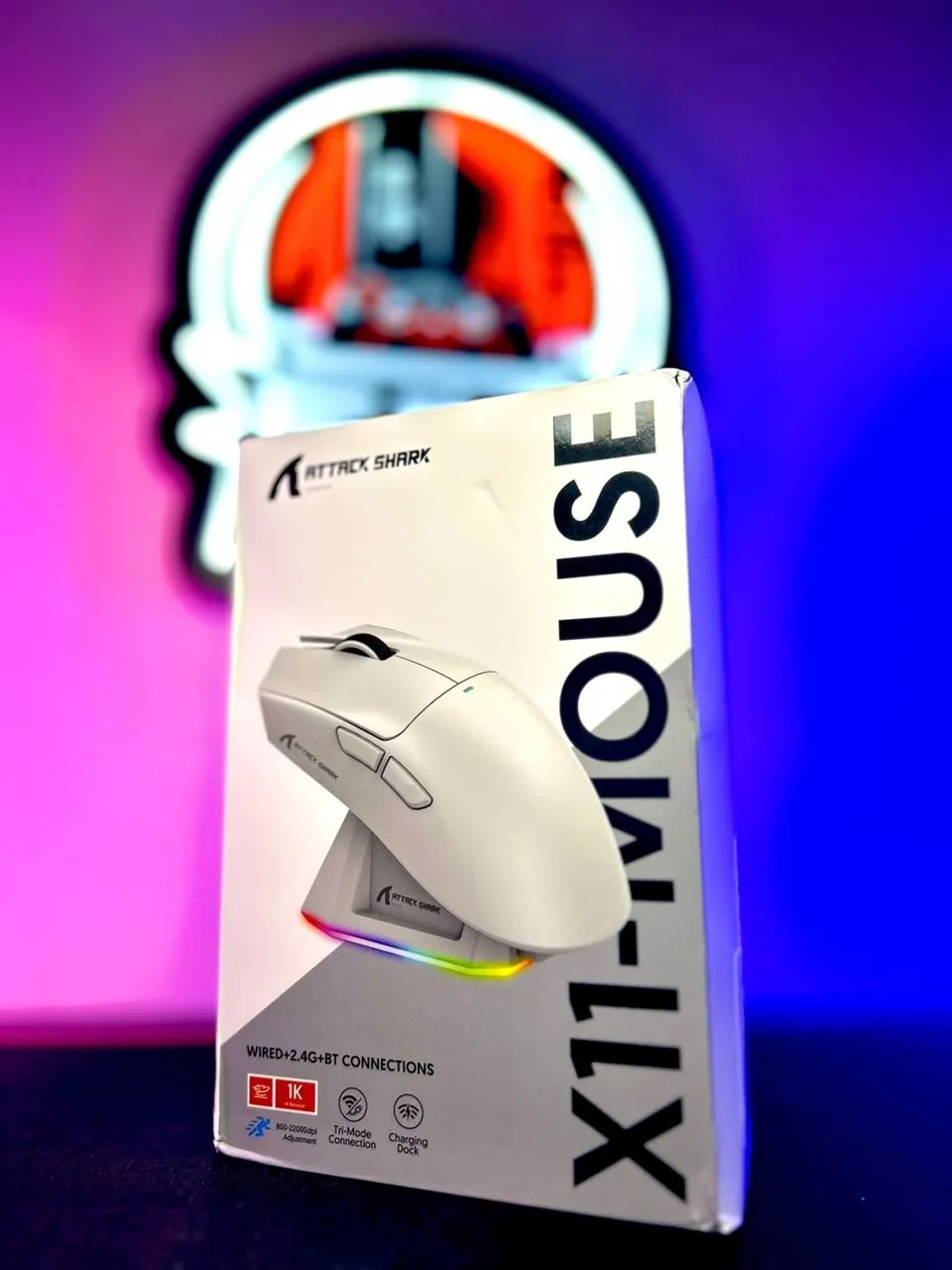 Mouse Attack Shark X11 Branco com doc de carregamento BT 5.2 Lacrado 
