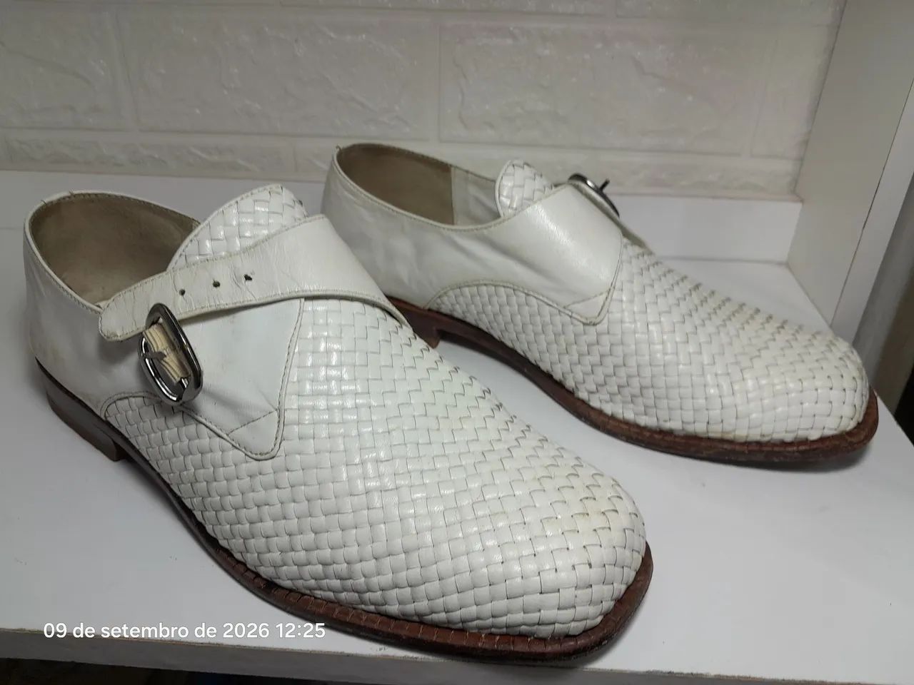 Sapato masculino couro branco usado - Foto 2
