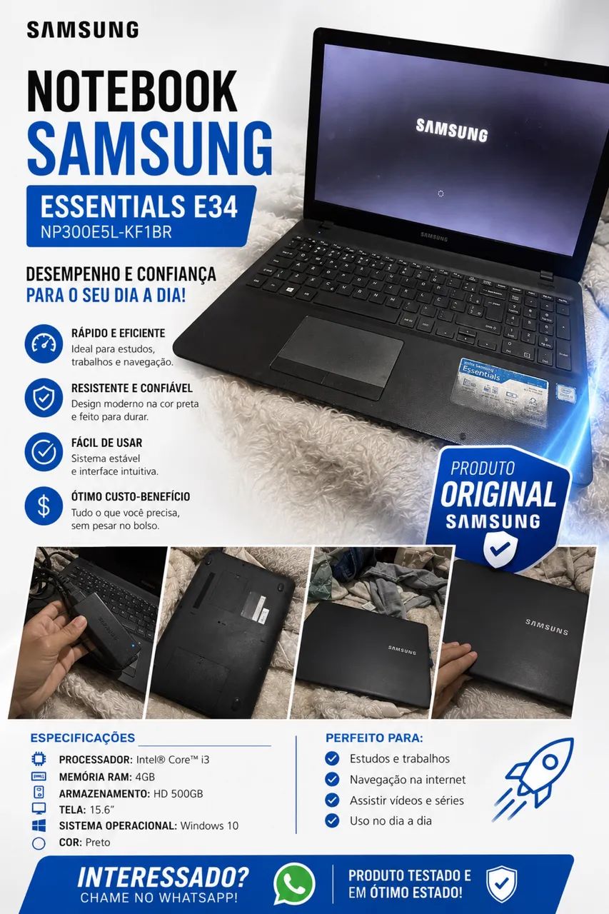 Notebook Samsung Essentials E34 NP300E5L-KF1BR - Excelente Estado