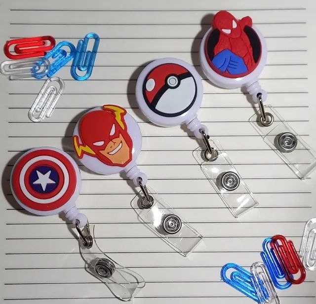 Porta-Crachá Retrátil Roller Clip Divertido Personalizados Super heróis - Capitão América,