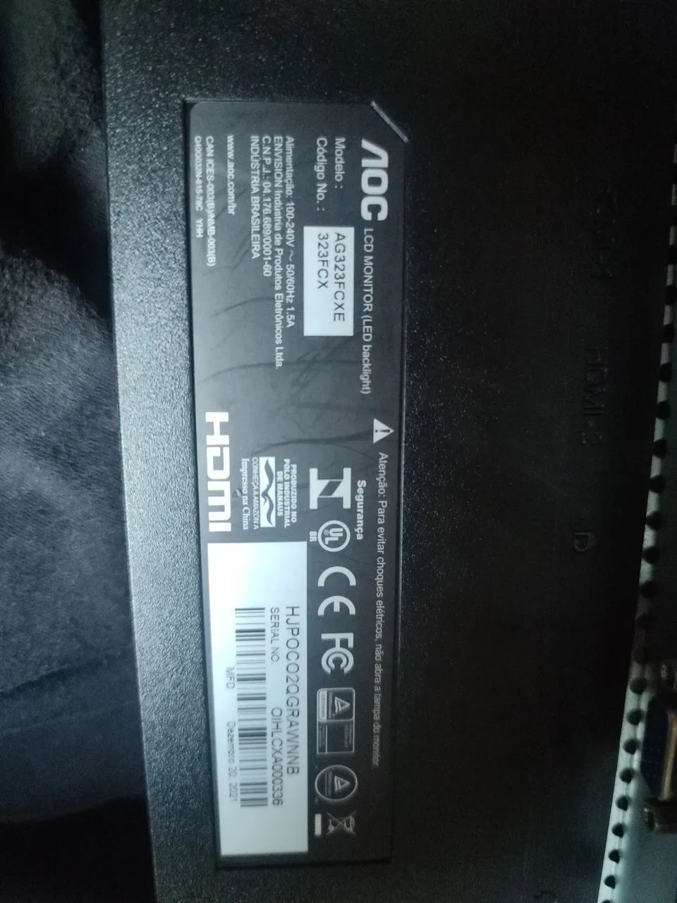 Monitor agon AOC 32 polegadas 165 hz com defeito  - Foto 4