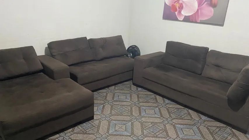 Sofá de Canto 6 Lugares - Marrom