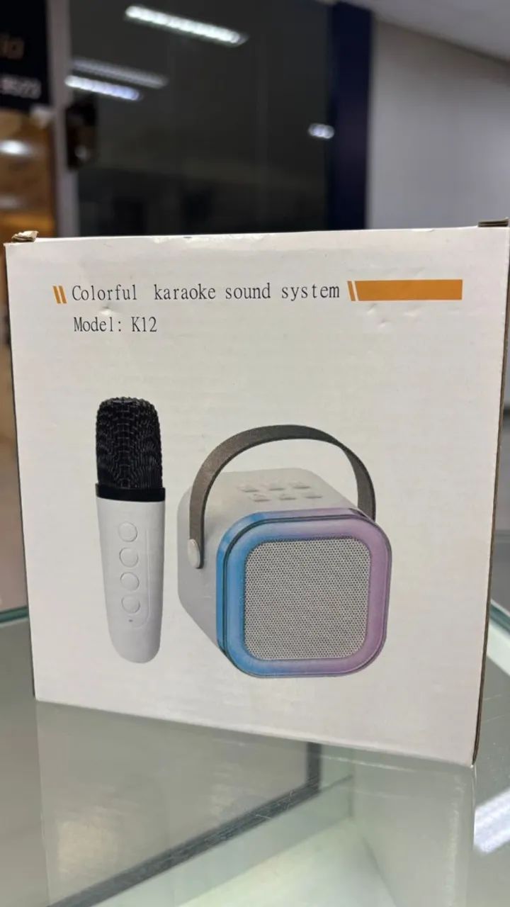 CAIXA DE SOM AZUL COM MICROFONE INCLUSO - KARAOKE  - Foto 2