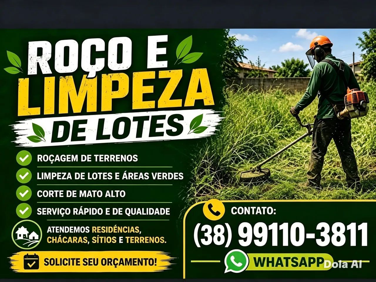 Roço e limpeza de lotes.