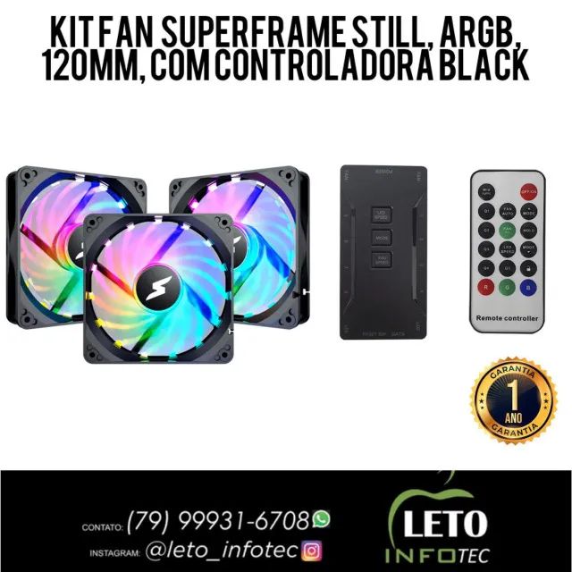 Kit Fan Com 3 Unidades Superframe Still, Argb, 120mm, Black
