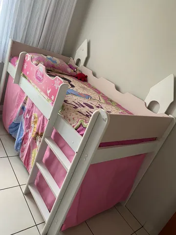 Jogo de Quarto Infantil Cama Princesas Disney Star com Dorsel e