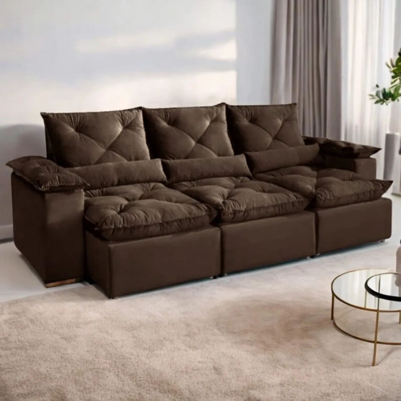 Sofá Retrátil e Reclinável 2,70m Pillow Top tt64