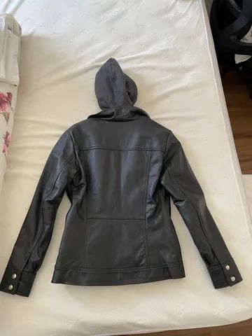 Jaqueta de couro com capuz removível    - Foto 3