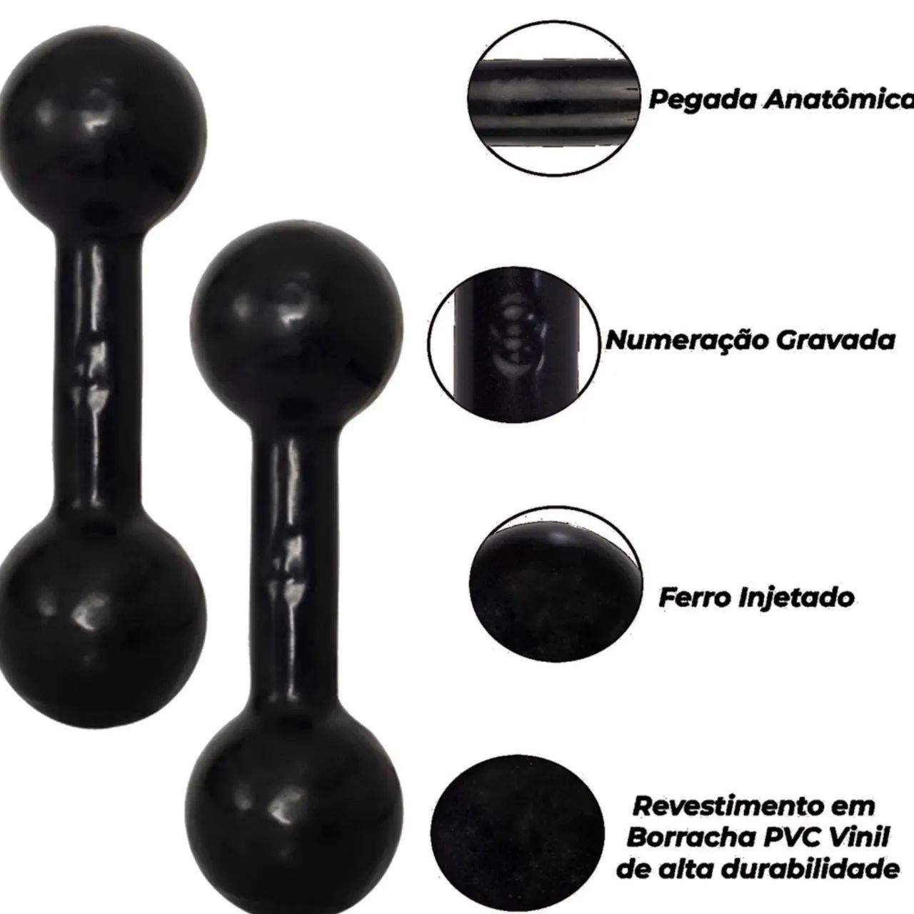 Halteres emborrachado par 5kg P/ Academia treino em casa fitness - Foto 4