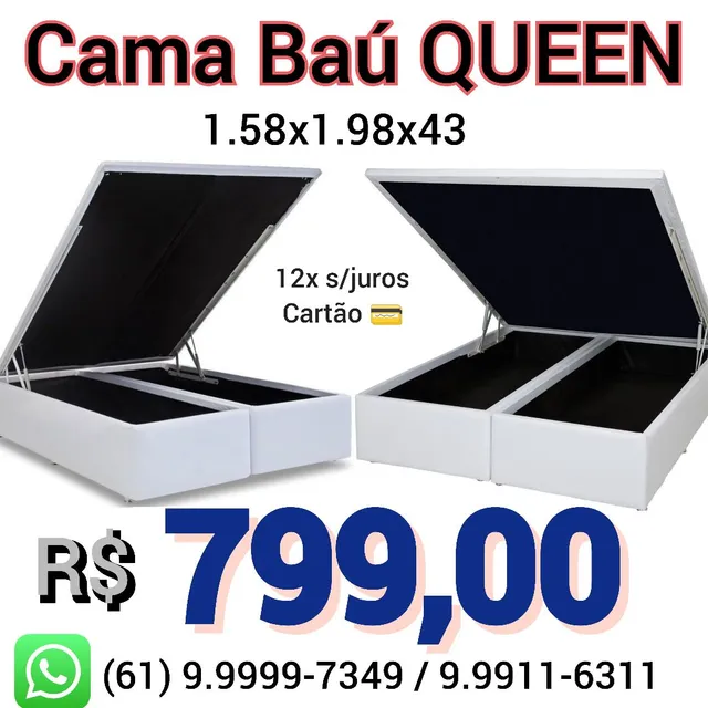 Box cama baú QUEEN $ 799,00 - temos colchões e cabeceira