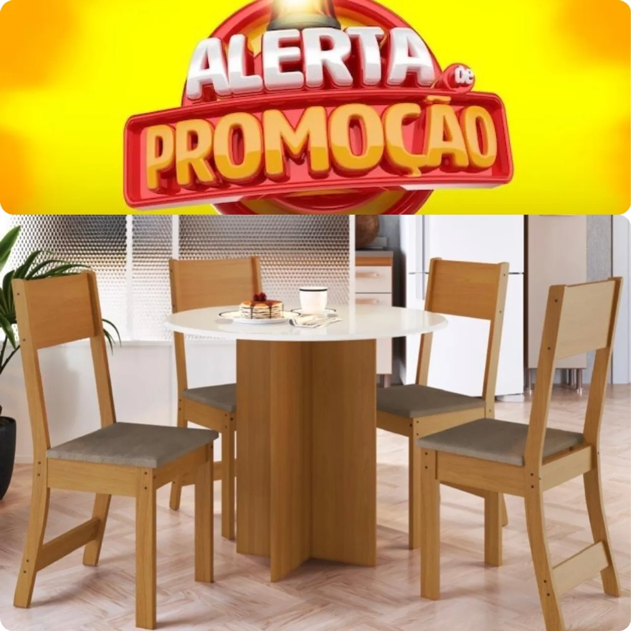 Promoção mesa de jantar com 4 cadeiras indekes 
