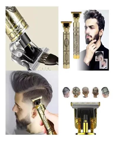 Máquina Cortar Cabelo Aparador Barbeador Pelos Corpo 15cm Cor Dourado 110v/220v - Foto 5