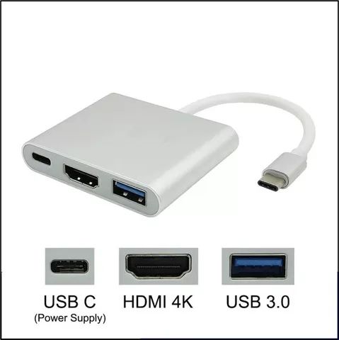 Cabo Adap Usb 3.1 Tipo C Thunderbolt 3.0 X Hdmi Usb 3 Tipo C