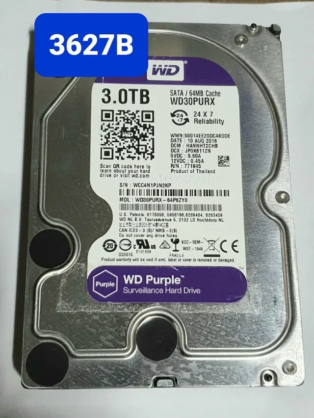 Placa Hd 3 Tb Wd30purx-64p6zy0 - Cod. 3627b