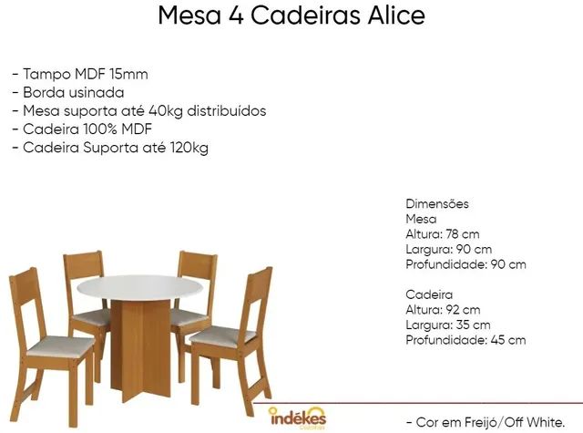 Mesa redonda 90x90 com 4 cadeiras  - Foto 2