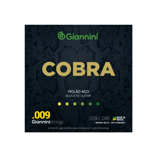 Encordoamento para Violão Aço Giannini Cobra 009 85/15 Geewak