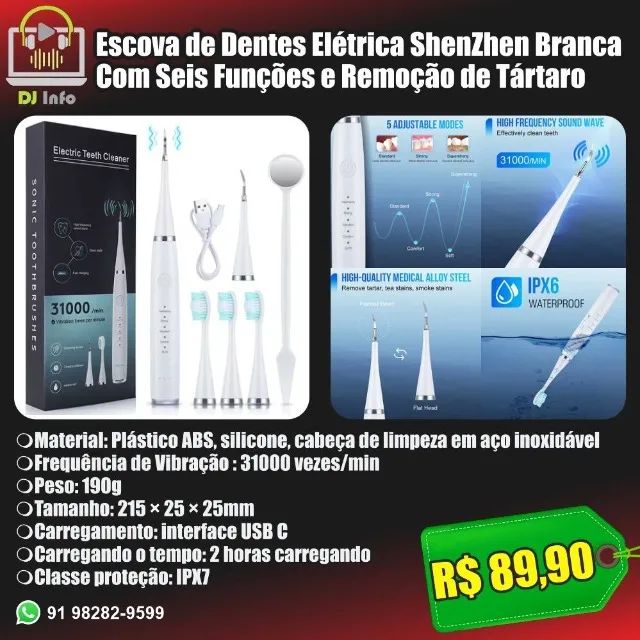 Escova de Dentes Elétrica ShenZhen com Seis Funções e Remoção de Tártaro - Foto 2