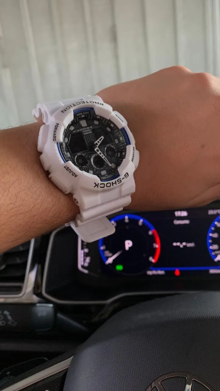 G-Shock Ga100 Branco com azul