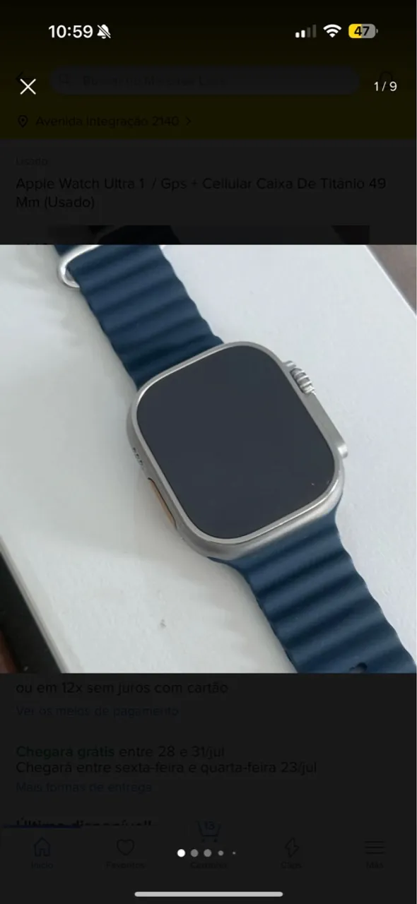 Apple Watch Ultra 1 GPS + Cellular Titânio 49mm