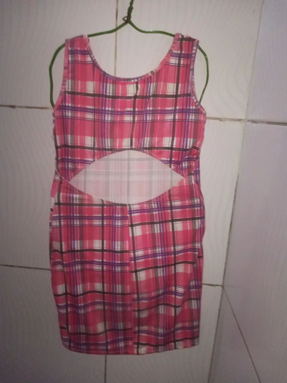 Vestido Regata Xadrez Rosa Feminino M  - Foto 4