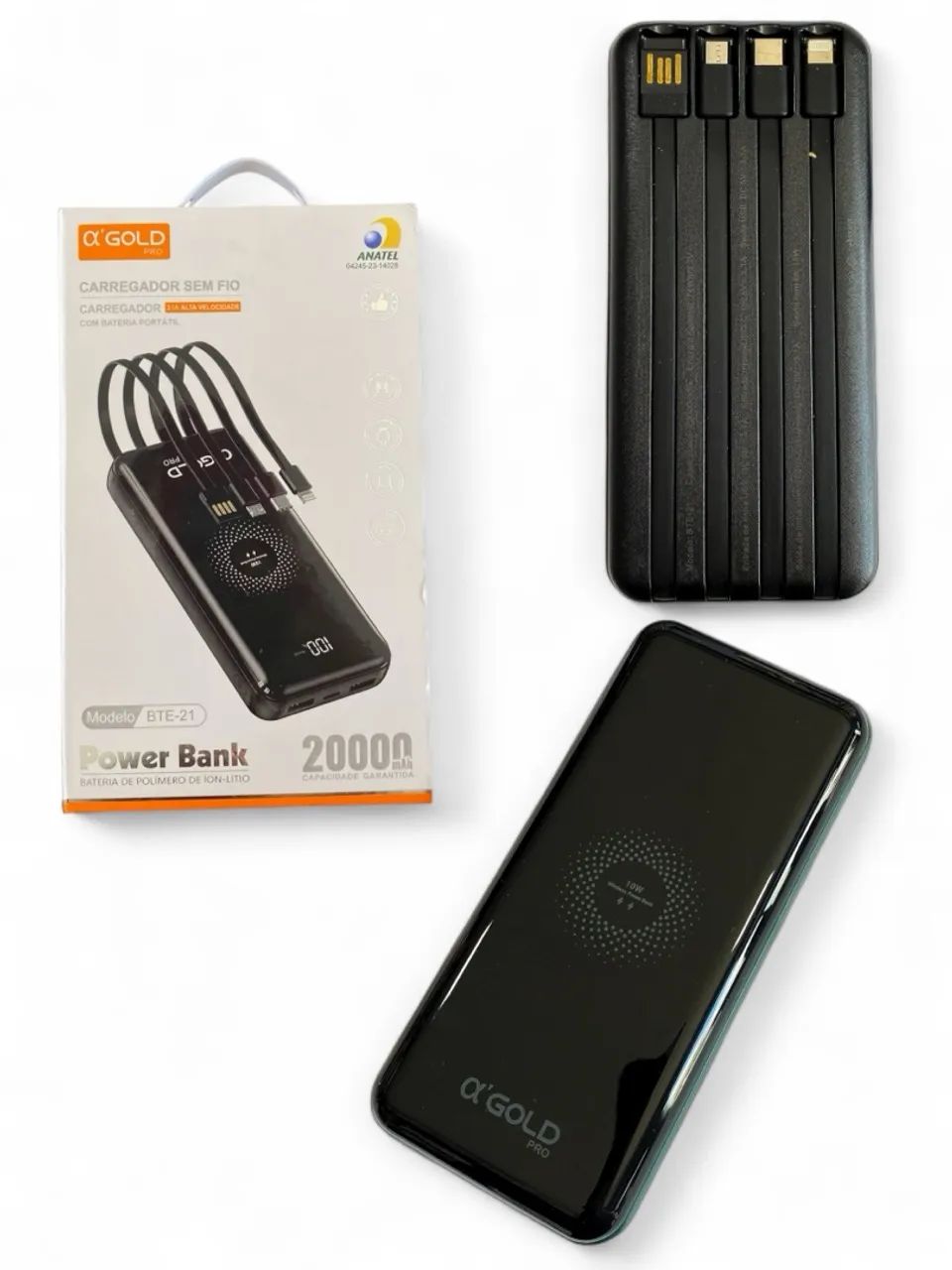 CARREGADOR PORTÁTIL 20.000 MAH GOLD COM INDUÇÃO BTE-21