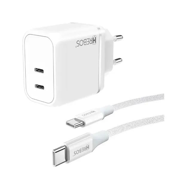 Carregador Hrebos Premium - NOVO, 2 entradas USB-C para USB-C, 45W, com Cabo - Foto 3