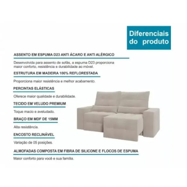 Sofá Retrátil e Reclinável Suíça Marrom - Foto 2