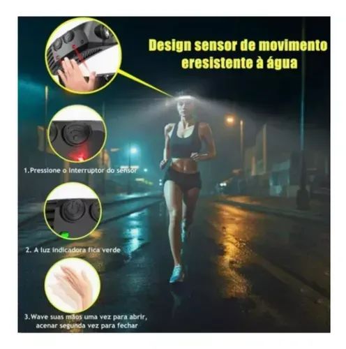 Kit 2 Farol Lanterna De Cabeça Sensor Led Água Acampamento - Foto 2