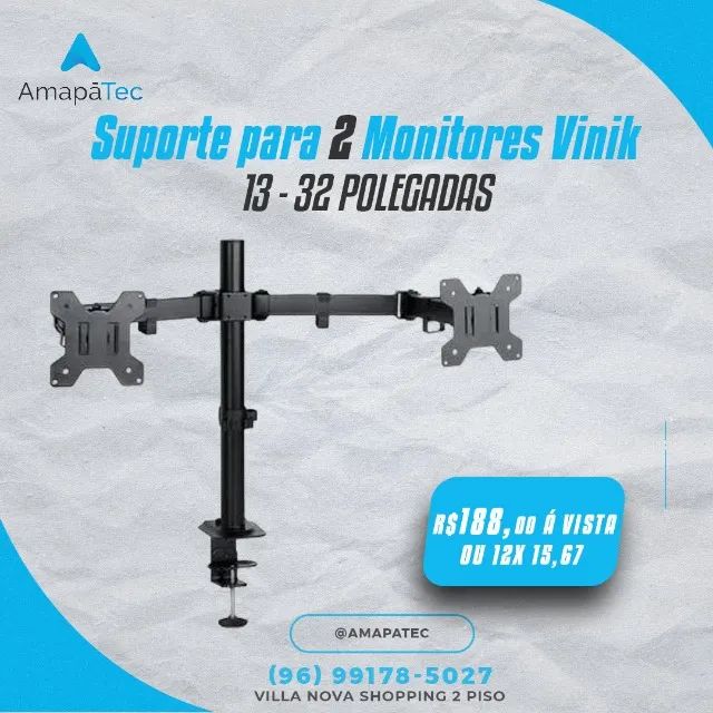 Suporte Vinik Articulado Para 2 Monitores, 13 - 32 Polegadas