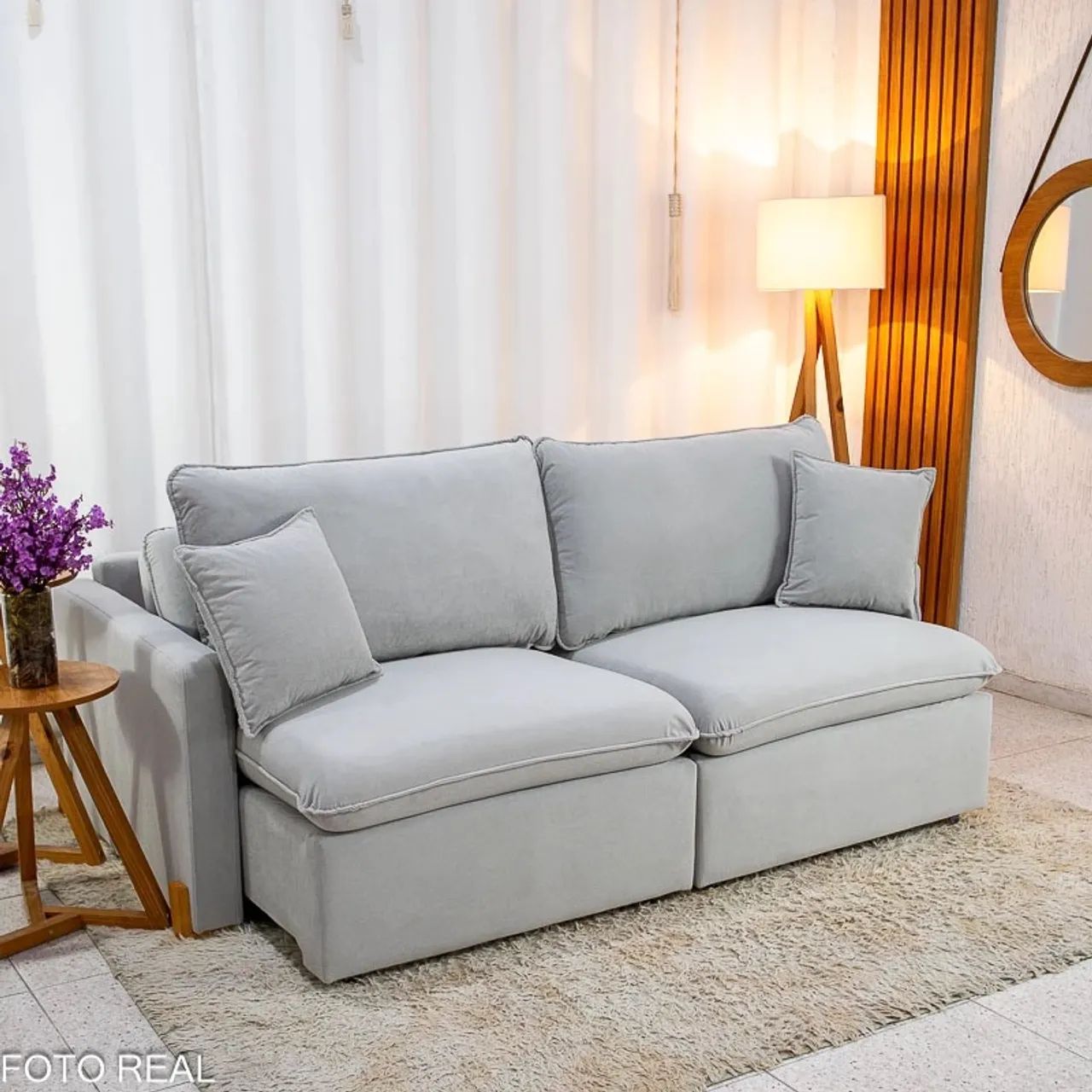 Sofá Cama Retrátil 2,00m Veludo Premium Cinza Molas Bonne rf5432