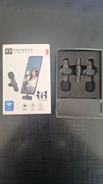 Microfone Sem Fio K9 para Celular, Computador e Câmera - Novo - Foto 2