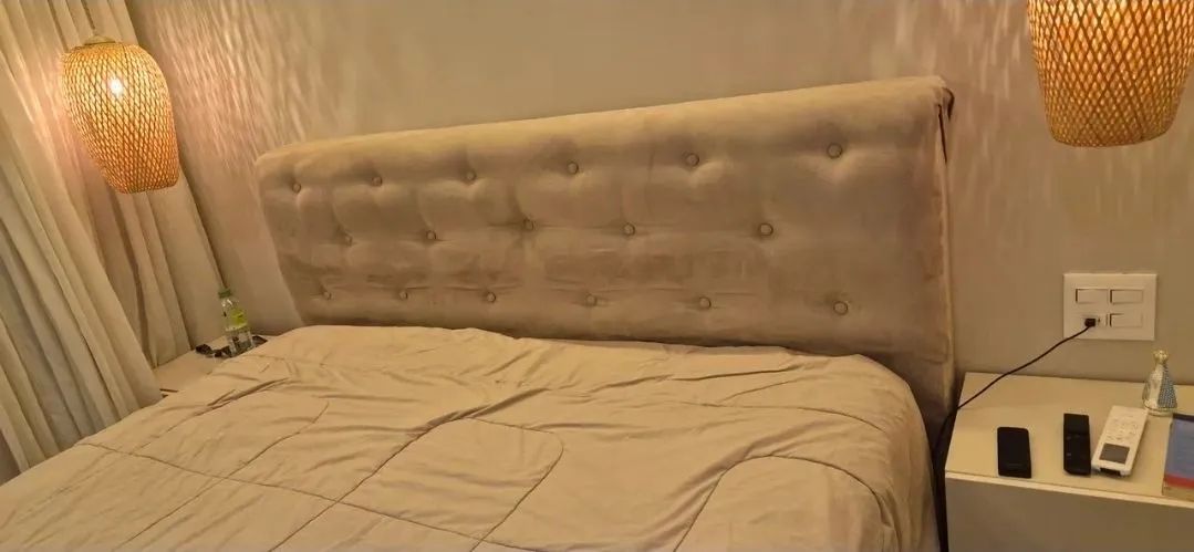 Cabeceira queen suede bege