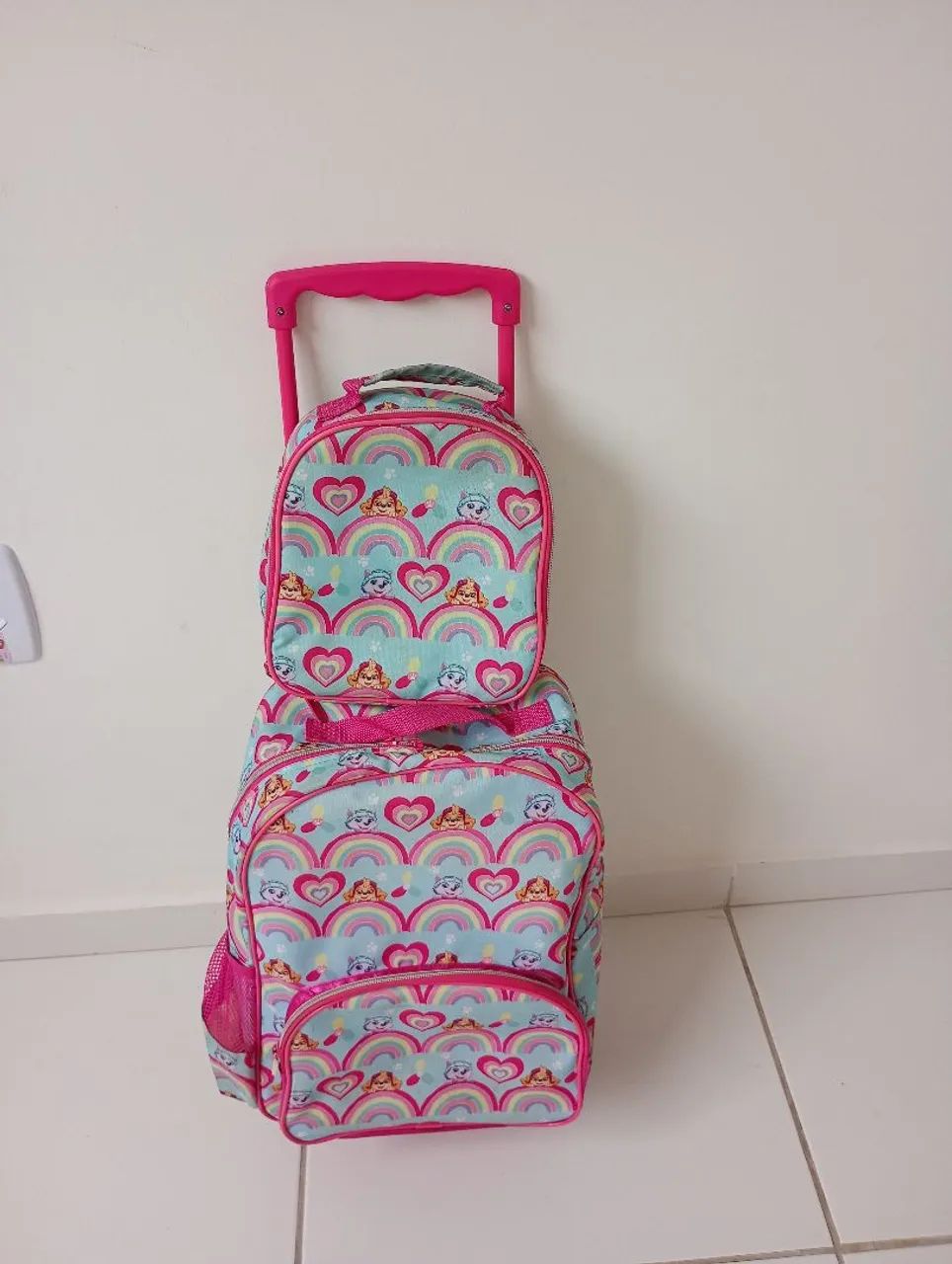 Mochila de rodinhas infantil com lancheira - Paw Patrol - Foto 2