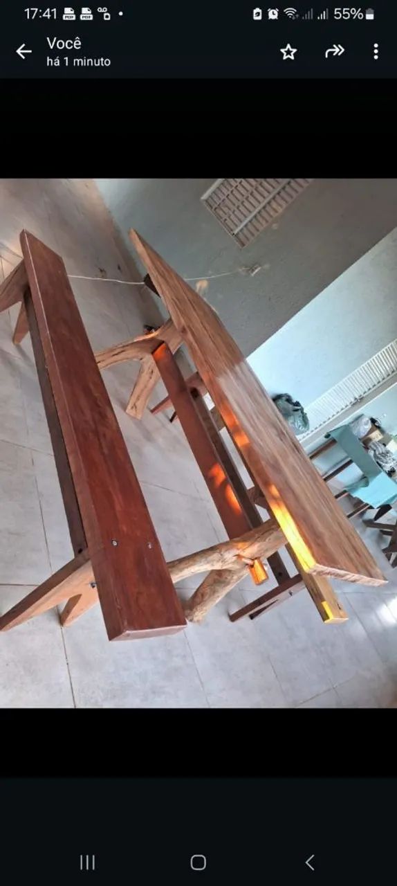 Mesa rústica artesanal maciça