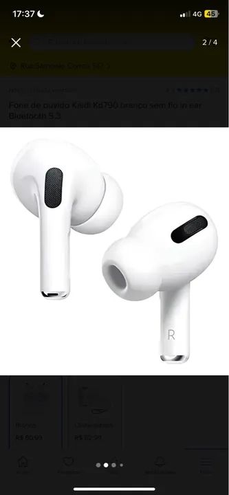 Fone de ouvido Kaidi Kd790 branco sem fio in ear Bluetooth 5.3 - Foto 4