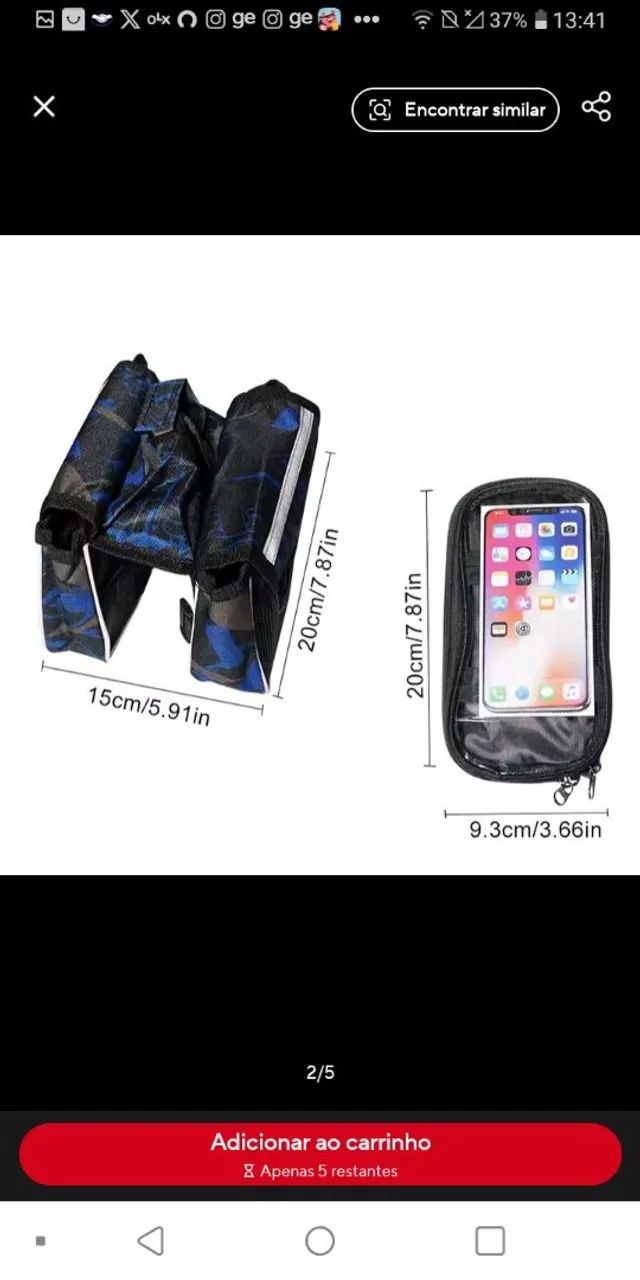 Bolsa de Celular para Bicicleta com Compartimento - Foto 2