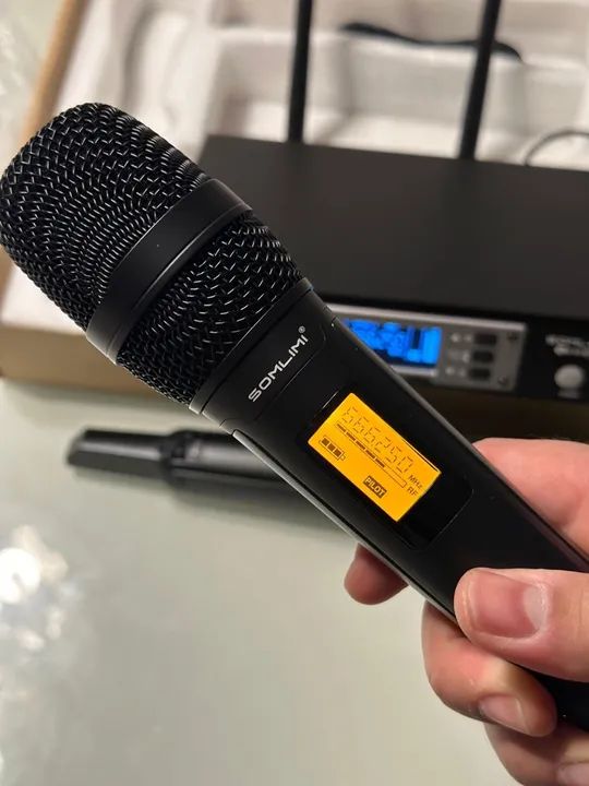Somlim - Microfone sem Fio Duplo - Profissional - Foto 5