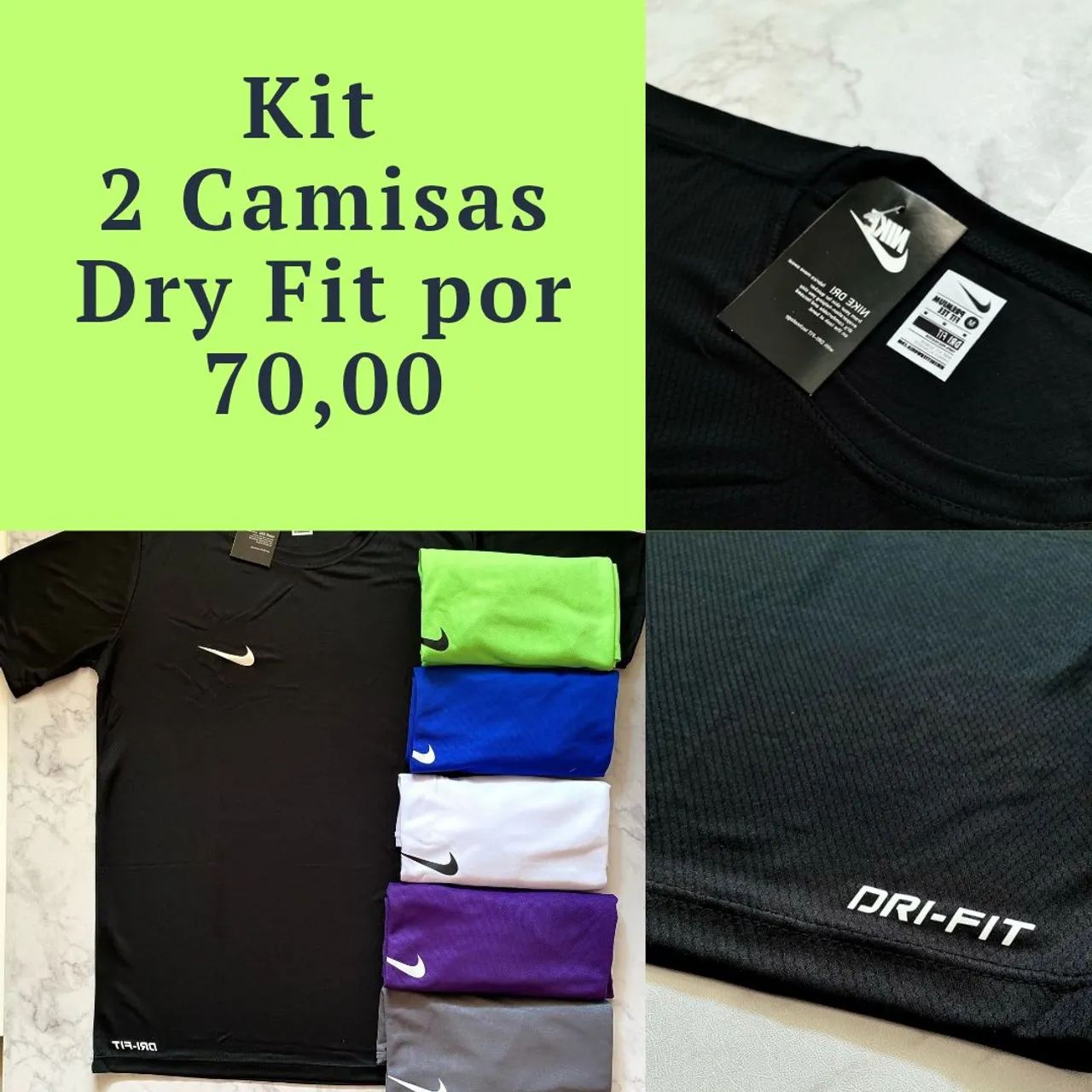 Kit 2 Camisas Dry Fit Nike - R$ 70,00
