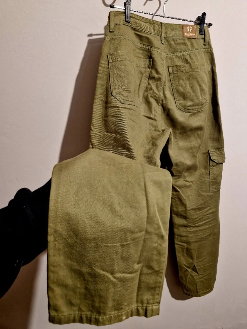 Calça jeans cargo - Verde militar