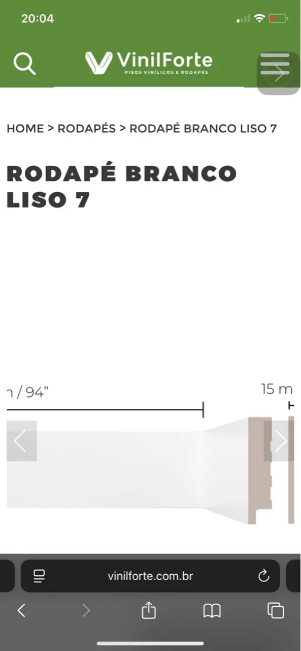 Rodapé Branco Liso 7 Vinil Forte