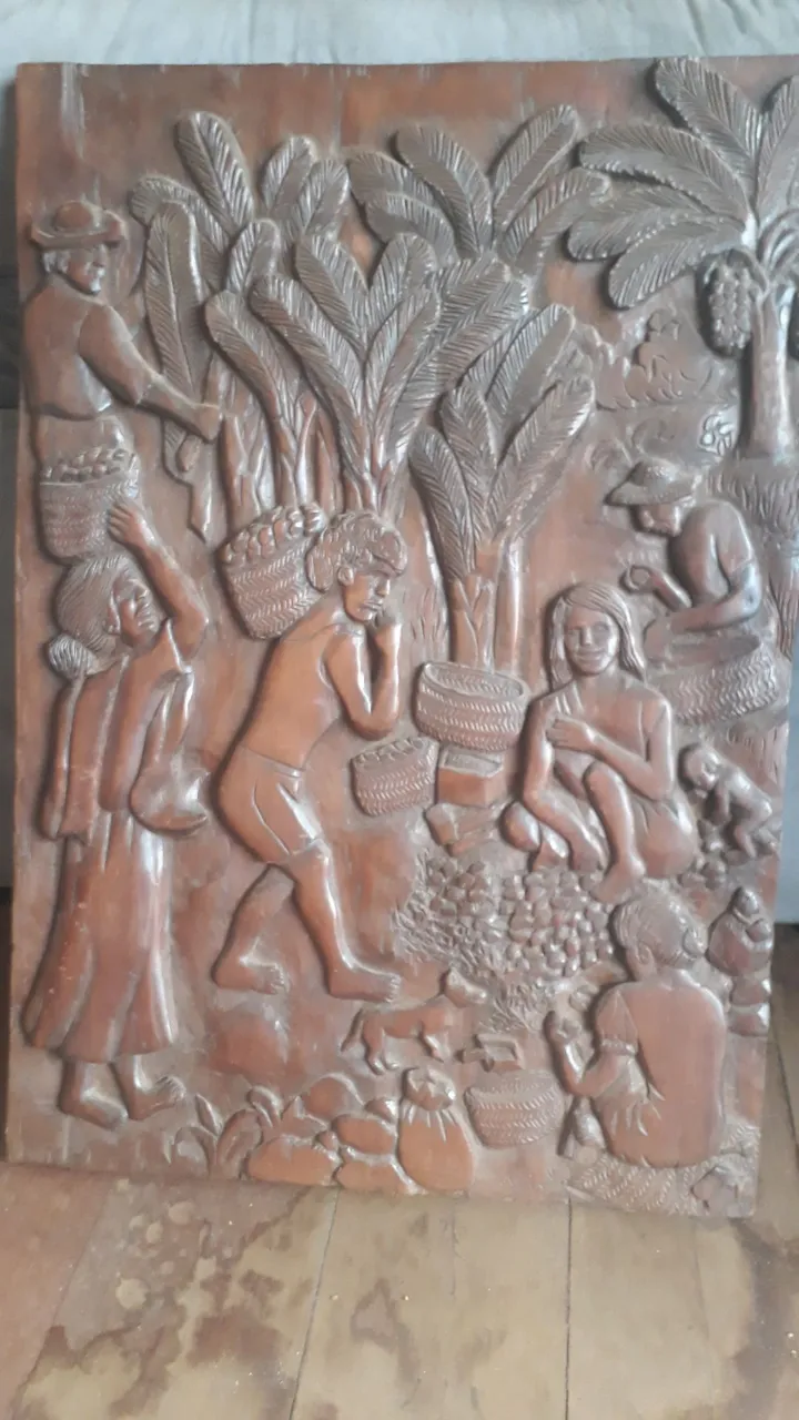 Quadro - Painel em madeira esculpida - Arte africana
