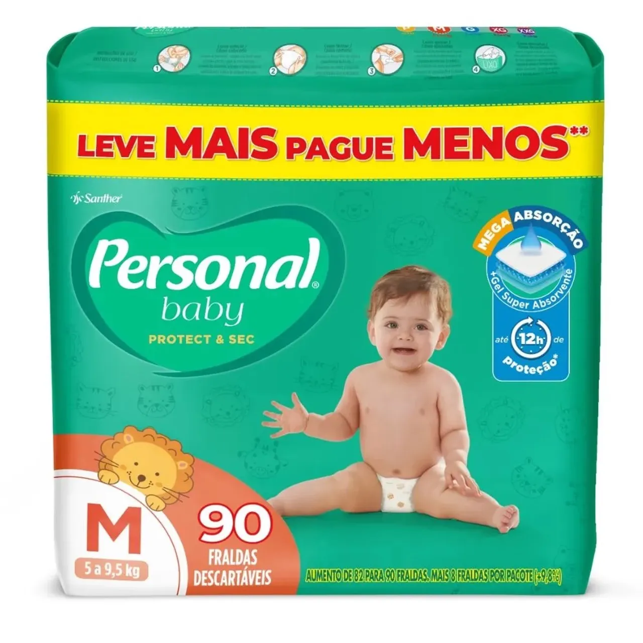 Fraldas Personal Baby M - 90 unidades